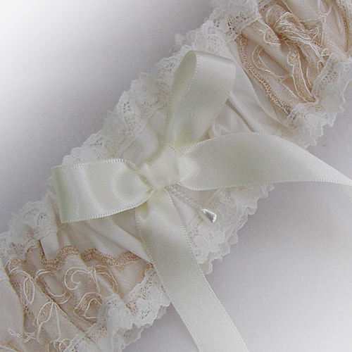 vintage champagne wedding garter