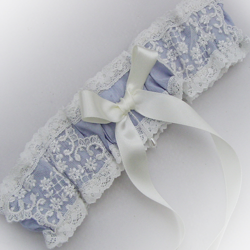 Limited edition garters pure silk dupion nottingham lace