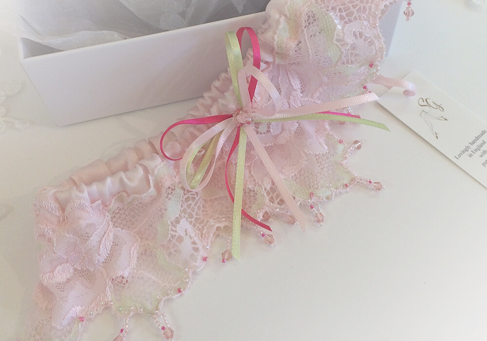 pink dream wedding garter