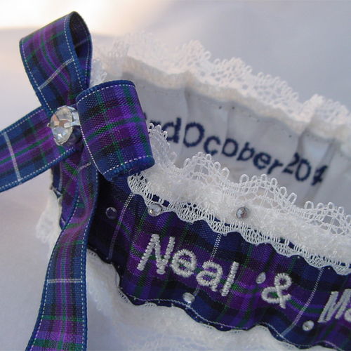 Personalised tartan pride of Scotland wedding garter