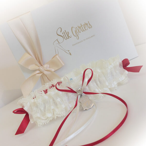 Liverpool wedding garter - personalised inside