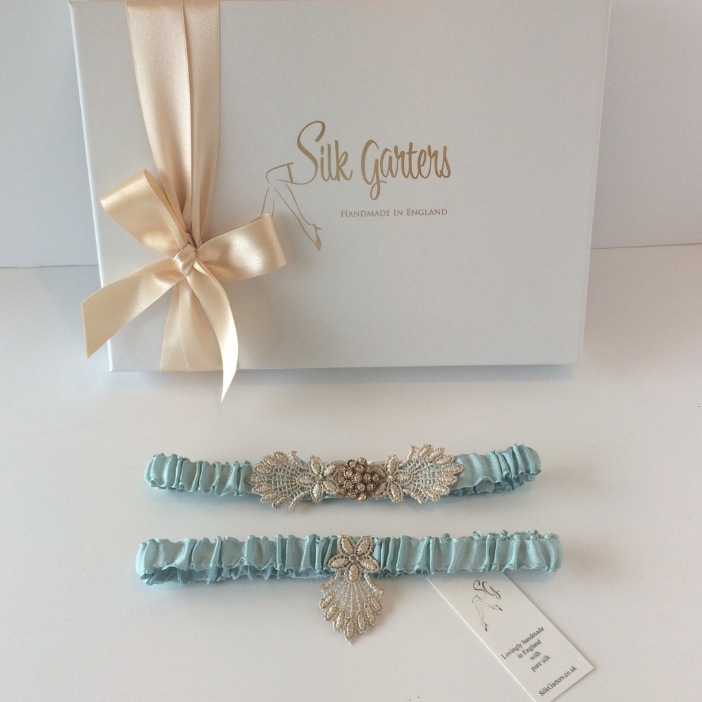 blue wedding garter set gatsby