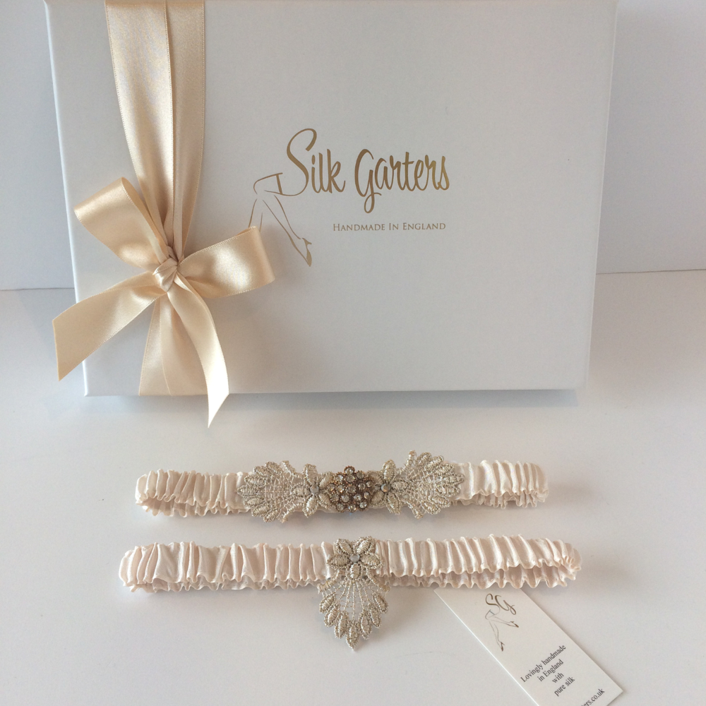 art deco wedding garter set