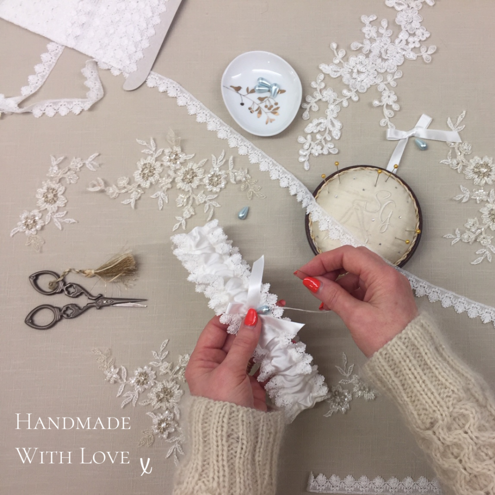 Handmade wedding garters