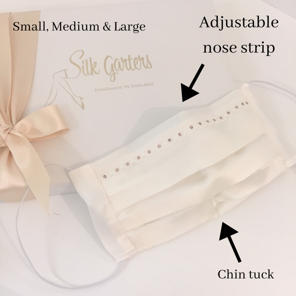 Pure silk face mask with crystals
