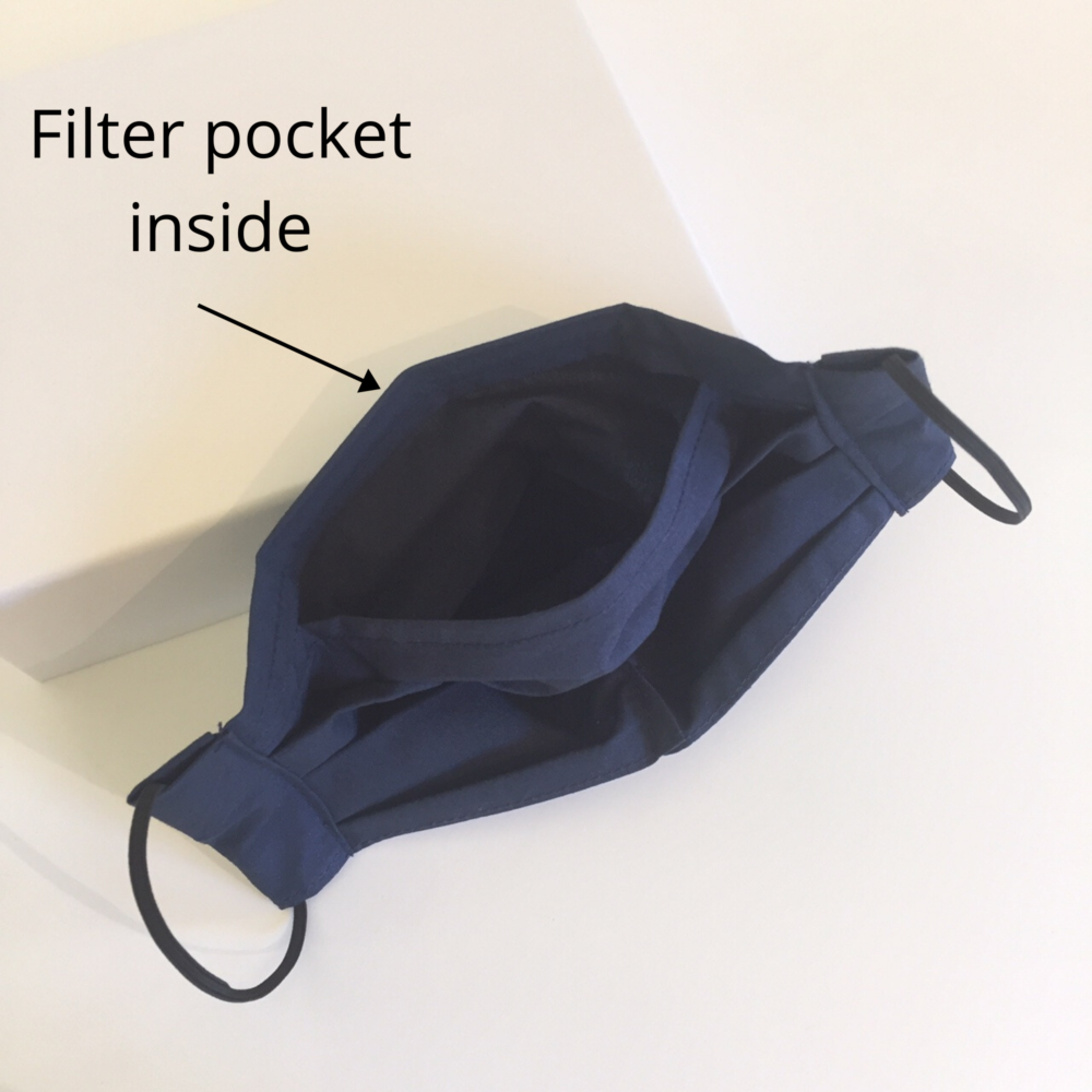 blue mask with filter pocket