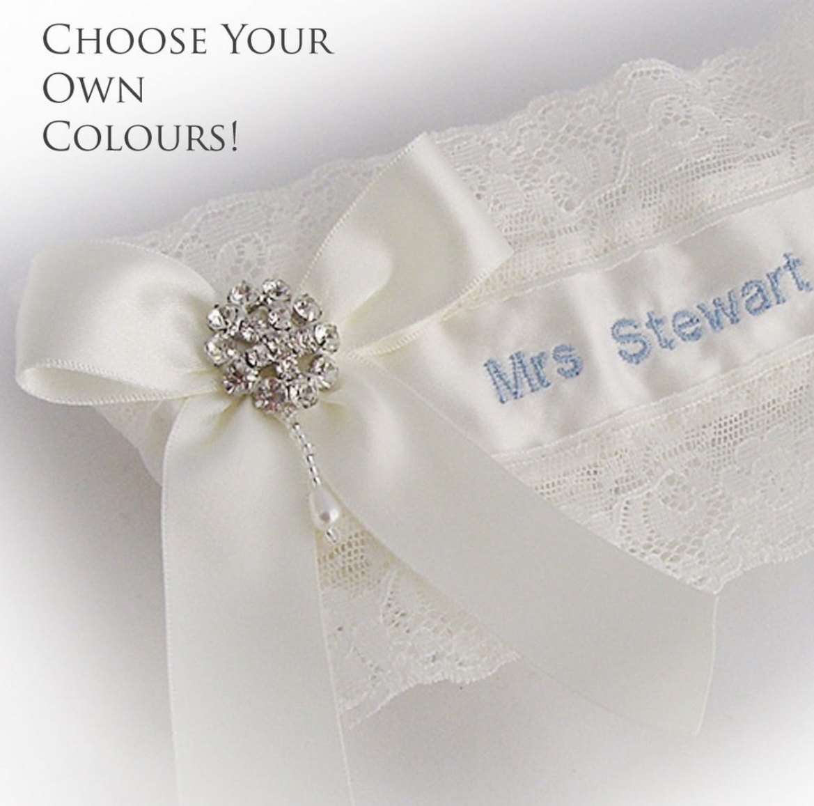 custom colours wedding garter personalised