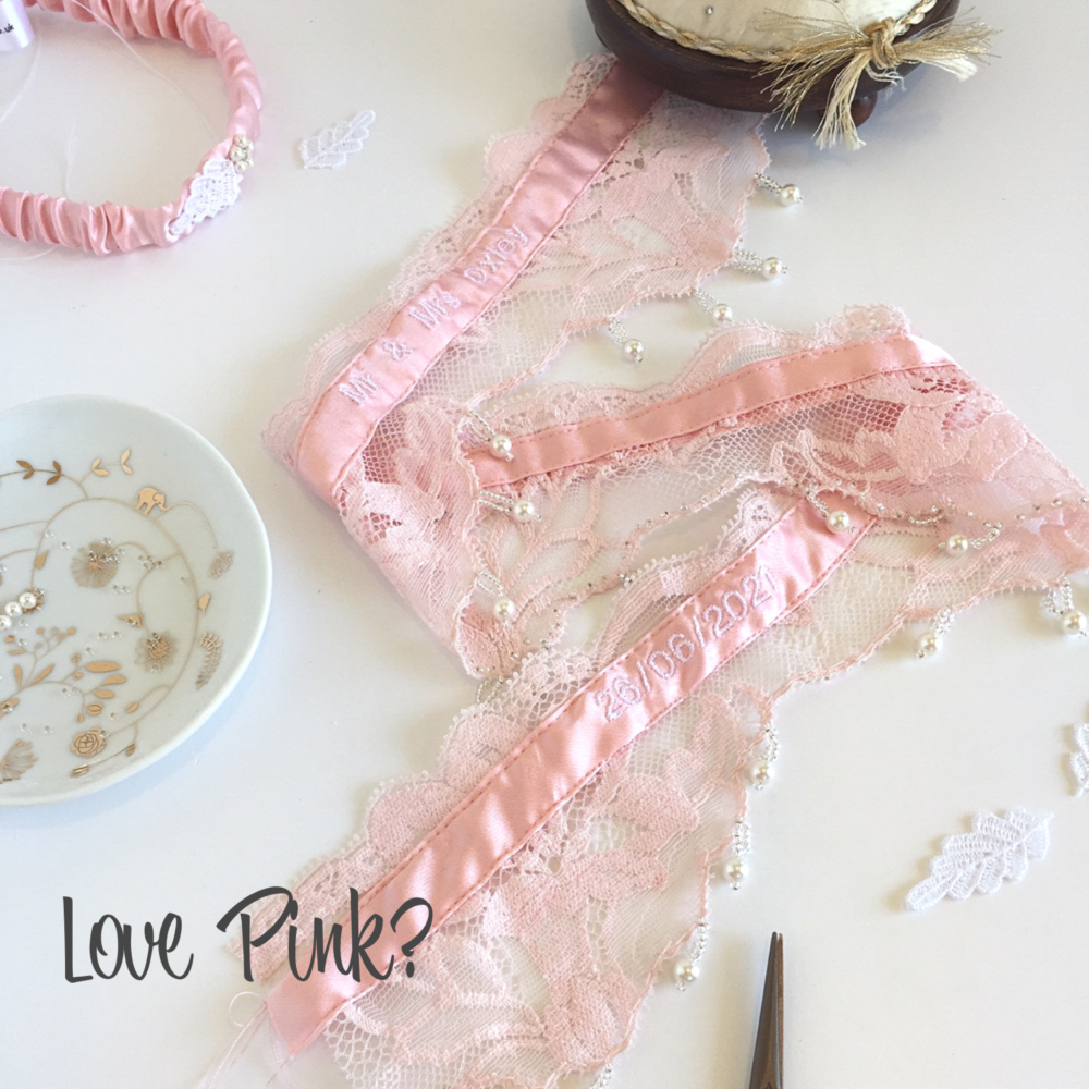 Text inside personalised wedding garter