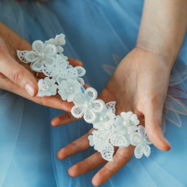 Pearl flowers handmade wedding garter, gift for the bride