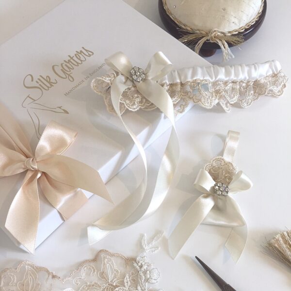 Gold wedding garter set